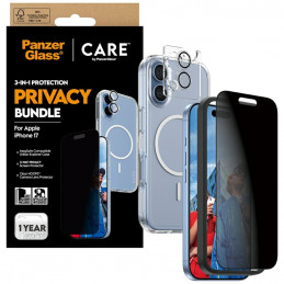 „CARE by PanzerGlass“ flagmaninis „Privacy 3-in-1“ dėklas + privatumo stiklas + objektyvas, skirtas „iPhone 17“