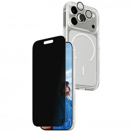 „CARE by PanzerGlass“ flagmaninis „Privacy 3-in-1“ dėklas + privatumo stiklas + objektyvas, skirtas „iPhone 17 Pro“