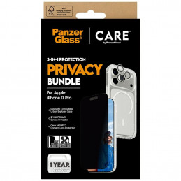 „CARE by PanzerGlass“ flagmaninis „Privacy 3-in-1“ dėklas + privatumo stiklas + objektyvas, skirtas „iPhone 17 Pro“