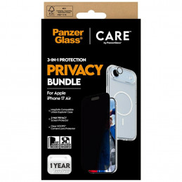 „CARE by PanzerGlass“ flagmaninis „Privacy 3-in-1“ dėklas + privatumo stiklas + objektyvas, skirtas „iPhone Air“