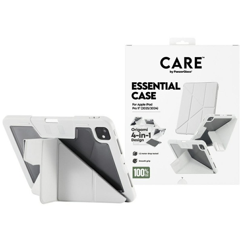 „Care by PanzerGlass“ Y formos sulankstomas dėklas, skirtas „iPad Pro 11“ (2025 / 2024) – šviesiai pilkas
