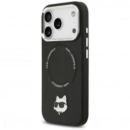 Karl Lagerfeld Choupette Pin MagSafe dėklas, skirtas iPhone 17 Pro Max – juodas