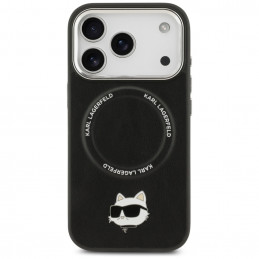 Karl Lagerfeld Choupette Pin MagSafe dėklas, skirtas iPhone 17 Pro Max – juodas