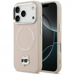 Karl Lagerfeld „Choupette Pin MagSafe“ dėklas, skirtas „iPhone 17 Pro Max“ – rožinis