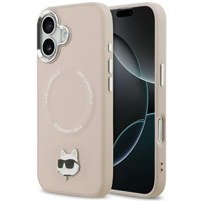 „Karl Lagerfeld Choupette Pin MagSafe“ dėklas, skirtas „iPhone 17“ – rožinis