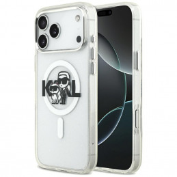 „Karl Lagerfeld IML“ blizgučių ir „Karl & Choupette“ eskizo logotipo „MagSafe“ dėklas, skirtas „iPhone 17 Pro Max“ – ska...