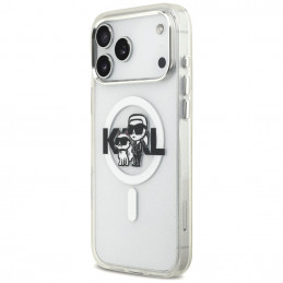 „Karl Lagerfeld IML“ blizgučių ir „Karl & Choupette“ eskizo logotipo „MagSafe“ dėklas, skirtas „iPhone 17 Pro Max“ – ska...