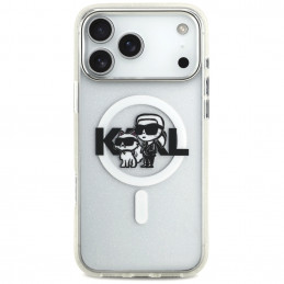 „Karl Lagerfeld IML“ blizgučių ir „Karl & Choupette“ eskizo logotipo „MagSafe“ dėklas, skirtas „iPhone 17 Pro Max“ – ska...