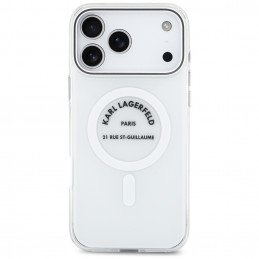 „Karl Lagerfeld IML Karl RSG Logo MagSafe“ dėklas, skirtas „iPhone 17 Pro Max“ – permatomas