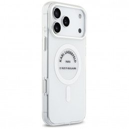 „Karl Lagerfeld IML Karl RSG Logo MagSafe“ dėklas, skirtas „iPhone 17 Pro Max“ – permatomas