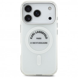 „Karl Lagerfeld IML Karl RSG Logo MagSafe“ dėklas, skirtas „iPhone 17 Pro“ – permatomas