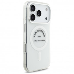 „Karl Lagerfeld IML Karl RSG Logo MagSafe“ dėklas, skirtas „iPhone 17 Pro“ – permatomas