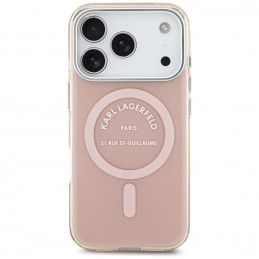 „Karl Lagerfeld IML Karl RSG Logo MagSafe“ dėklas, skirtas „iPhone 17 Pro“ – rožinis