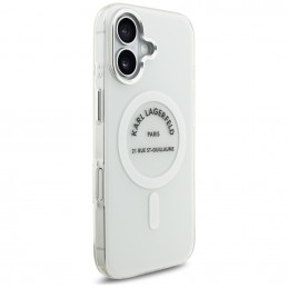 „Karl Lagerfeld IML Karl RSG Logo MagSafe“ dėklas, skirtas „iPhone 17“ – permatomas