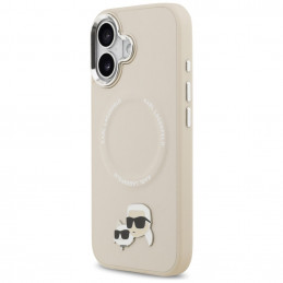 „Karl Lagerfeld Karl & Choupette Pins MagSafe“ dėklas, skirtas „iPhone 17“ – smėlio spalvos