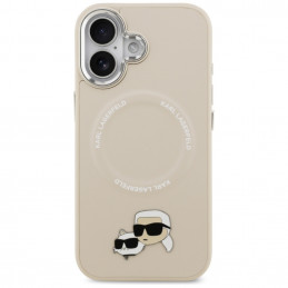 „Karl Lagerfeld Karl & Choupette Pins MagSafe“ dėklas, skirtas „iPhone 17“ – smėlio spalvos