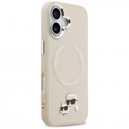 „Karl Lagerfeld Karl & Choupette Pins MagSafe“ dėklas, skirtas „iPhone 17“ – smėlio spalvos