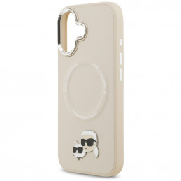 „Karl Lagerfeld Karl & Choupette Pins MagSafe“ dėklas, skirtas „iPhone 17“ – smėlio spalvos
