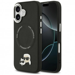 „Karl Lagerfeld Karl & Choupette Pins MagSafe“ dėklas, skirtas „iPhone 17“ – juodas