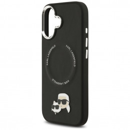 „Karl Lagerfeld Karl & Choupette Pins MagSafe“ dėklas, skirtas „iPhone 17“ – juodas