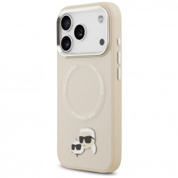 „Karl Lagerfeld Karl & Choupette Pins MagSafe“ dėklas, skirtas „iPhone 17 Pro“ – smėlio spalvos