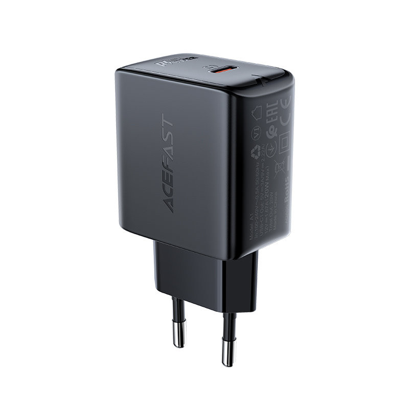 Acefast greitas USB Type C 20W Power Delivery įkroviklis juodas (A1 EU black)