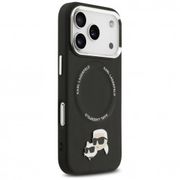 „Karl Lagerfeld Karl & Choupette Pins MagSafe“ dėklas, skirtas „iPhone 17 Pro“ – juodas