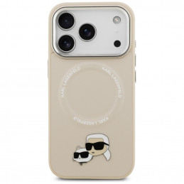 „Karl Lagerfeld Karl & Choupette Pins MagSafe“ dėklas, skirtas „iPhone 17 Pro Max“ – smėlio spalvos