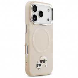 „Karl Lagerfeld Karl & Choupette Pins MagSafe“ dėklas, skirtas „iPhone 17 Pro Max“ – smėlio spalvos