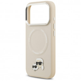 „Karl Lagerfeld Karl & Choupette Pins MagSafe“ dėklas, skirtas „iPhone 17 Pro Max“ – smėlio spalvos