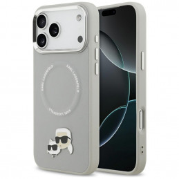 „Karl Lagerfeld Karl & Choupette Pins MagSafe“ dėklas, skirtas „iPhone 17 Pro Max“ – pilkas