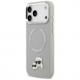 „Karl Lagerfeld Karl & Choupette Pins MagSafe“ dėklas, skirtas „iPhone 17 Pro“ – pilkas