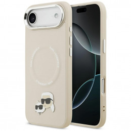 Karl Lagerfeld Karl & Choupette Pins MagSafe dėklas, skirtas iPhone Air – smėlio spalvos