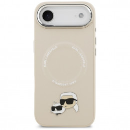 Karl Lagerfeld Karl & Choupette Pins MagSafe dėklas, skirtas iPhone Air – smėlio spalvos