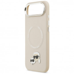 Karl Lagerfeld Karl & Choupette Pins MagSafe dėklas, skirtas iPhone Air – smėlio spalvos