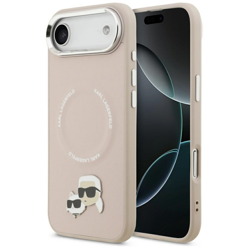 Karl Lagerfeld Karl & Choupette Pins MagSafe dėklas, skirtas iPhone Air, rožinis