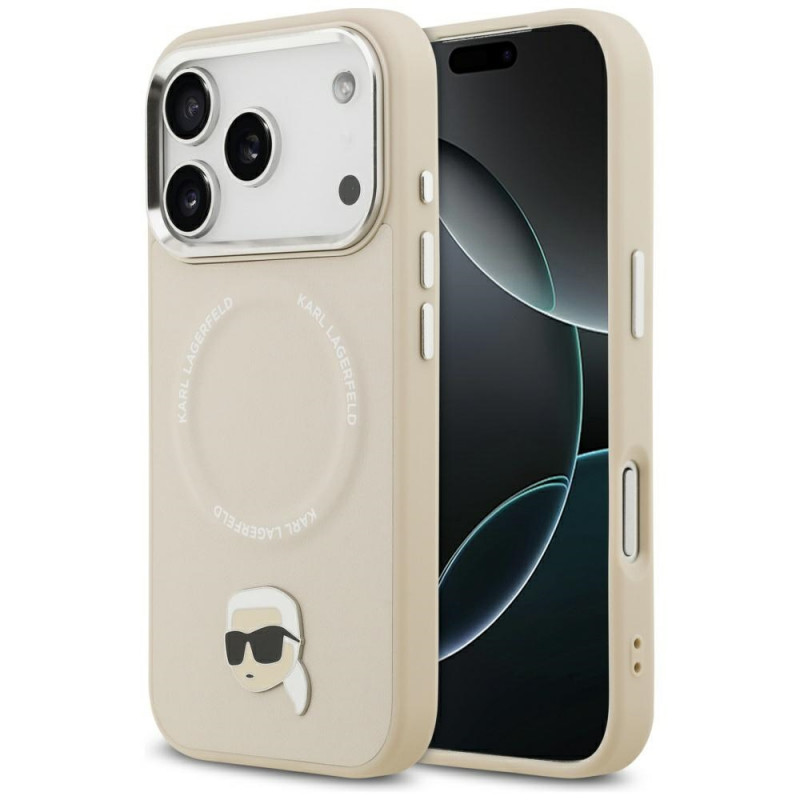 „Karl Lagerfeld Karl Pin MagSafe“ dėklas, skirtas „iPhone 17 Pro Max“ – smėlio spalvos