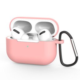 „AirPods Pro“ dėklas, silikoninis minkštas ausinių dangtelis + raktų pakabukas, karabinas, pakabukas, rausvas (dėklas D)