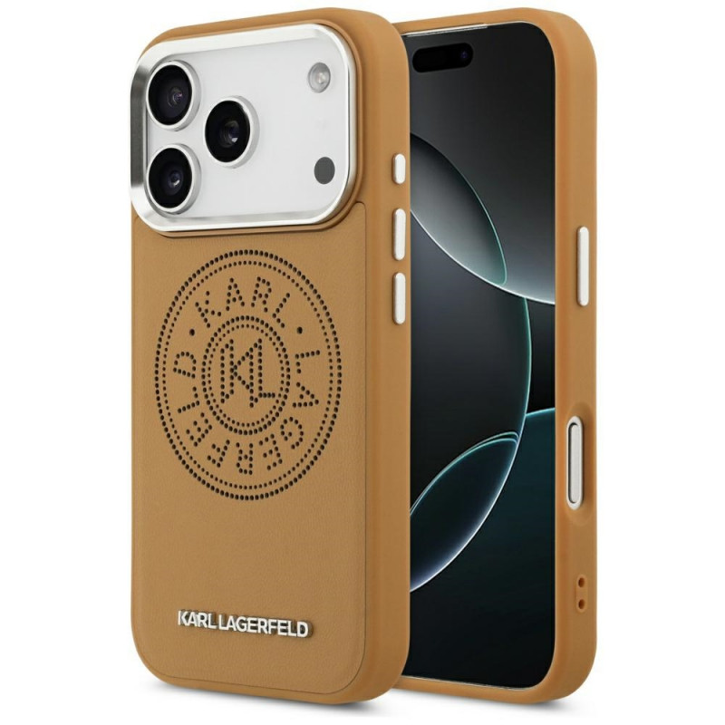 „Karl Lagerfeld“ „Point & Metal Logo MagSafe“ dėklas, skirtas „iPhone 17 Pro“ – rudas