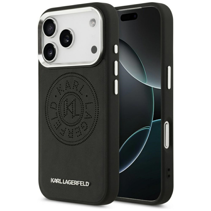 „Karl Lagerfeld“ „Point & Metal Logo MagSafe“ dėklas, skirtas „iPhone 17 Pro Max“ – juodas
