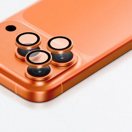 „AMAZINGTHING“ objektyvo stiklas, skirtas „iPhone 17 Pro / Pro Max“ – su oranžiniu rėmeliu