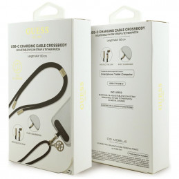 „Guess CBDY 4G Charm“ USB-C / USB-C laidas 150 cm – juodas