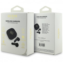 „Guess 4G Metal Logo TWS“ belaidės ausinės – juodos