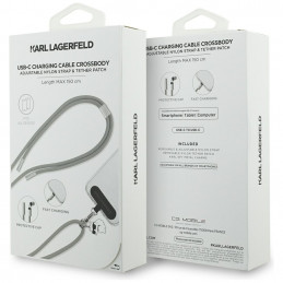 Karl Lagerfeld CBDY Choupette Charm USB-C laidas / USB-C virvelė – pilka