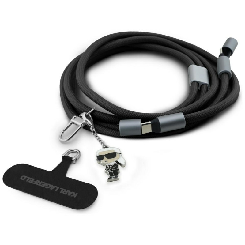 Karl Lagerfeld CBDY Ikonik Charm USB-C laidas / USB-C virvelė – juoda