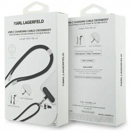 Karl Lagerfeld CBDY Ikonik Charm USB-C laidas / USB-C virvelė – juoda