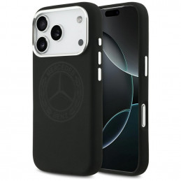 „Mercedes“ silikoninis vintažinio logotipo „MagSafe“ dėklas, skirtas „iPhone 17 Pro“ – juodas