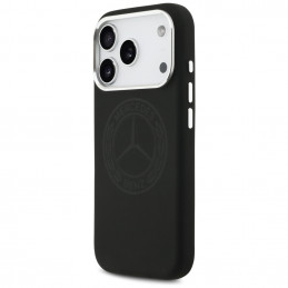 „Mercedes“ silikoninis vintažinio logotipo „MagSafe“ dėklas, skirtas „iPhone 17 Pro“ – juodas