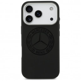 „Mercedes“ silikoninis vintažinio logotipo „MagSafe“ dėklas, skirtas „iPhone 17 Pro“ – juodas