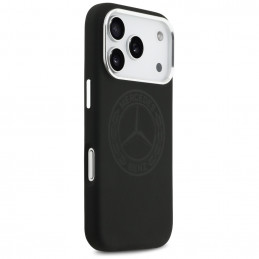 „Mercedes“ silikoninis vintažinio logotipo „MagSafe“ dėklas, skirtas „iPhone 17 Pro“ – juodas